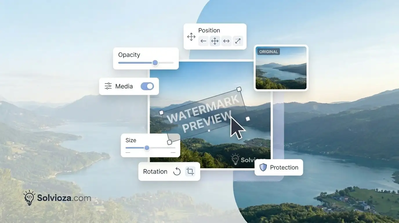 Step-by-step guide showing how to add a text or logo watermark to an image online
