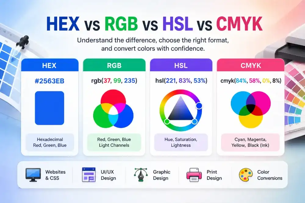 HEX vs RGB vs HSL vs CMYK: Color Formats Explained