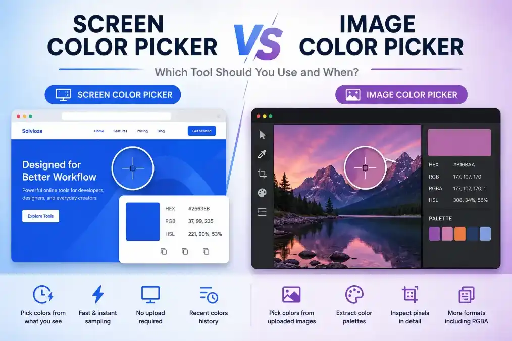 Comparison between screen color picker and image color picker workflows