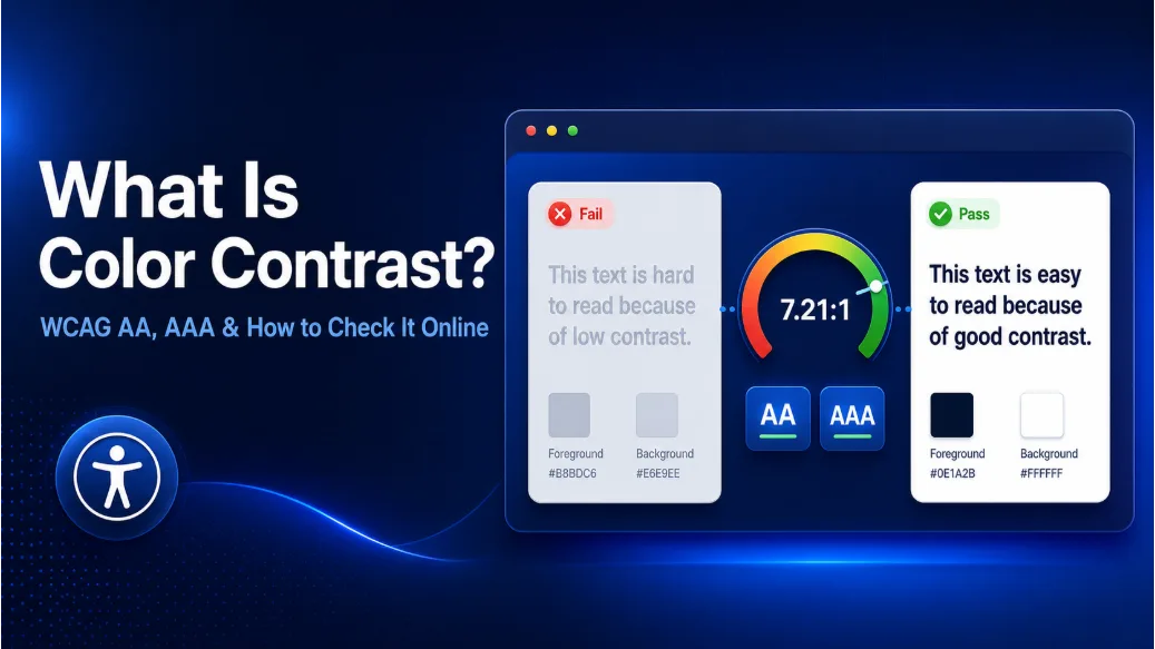 Low-contrast and high-contrast text comparison with WCAG AA and AAA accessibility results