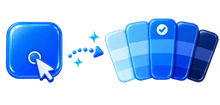 Selected blue color generating a coordinated light-to-dark color palette