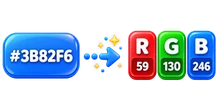 HEX color code converted into red, green and blue RGB values