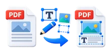 Editing pdf adding text image shapes