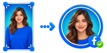 Tall portrait photo being resized into a circular Facebook profile picture