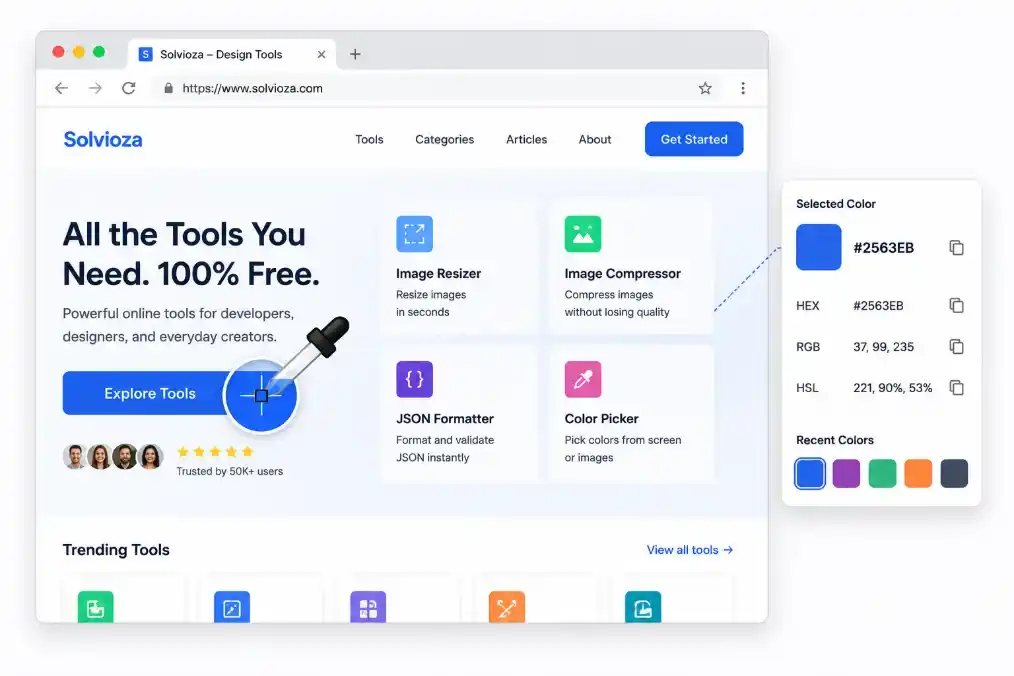 Screen color picker selecting a color from a live website interface